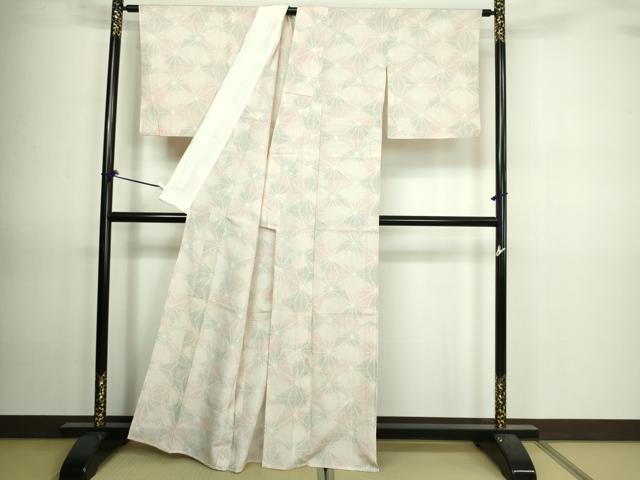 平和屋着物▽本塩沢 単衣 麻の葉文様 正絹 逸品 DAAV9651sf