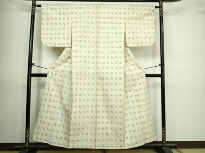 平和屋着物▽上質な紬　単衣　吉祥文　正絹　逸品　DAAV9652sf