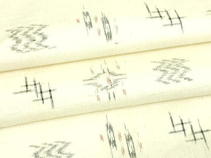 平和屋着物▽上質な紬　単衣　吉祥文　正絹　逸品　DAAV9652sf