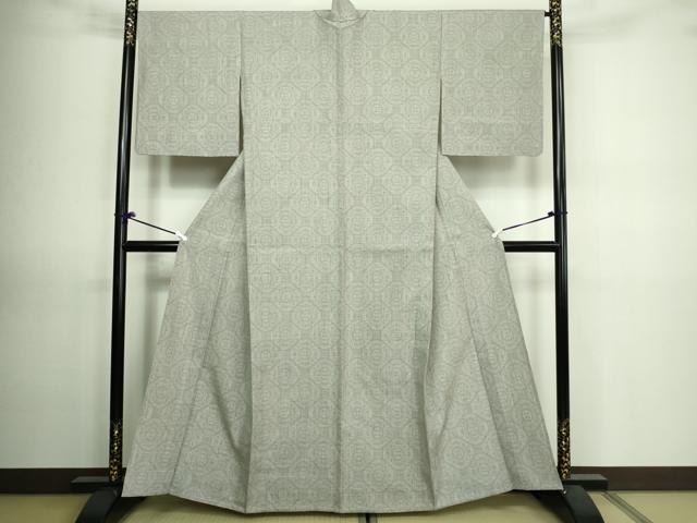 平和屋着物▽結城紬 単衣 花菱文 正絹 逸品 DAAV9654sf