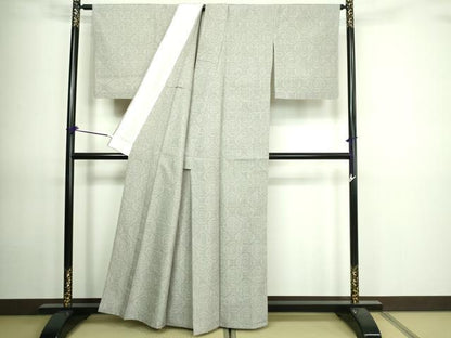 平和屋着物▽結城紬 単衣 花菱文 正絹 逸品 DAAV9654sf