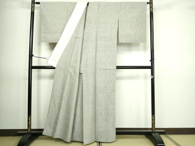 平和屋着物▽結城紬 単衣 花菱文 正絹 逸品 DAAV9654sf