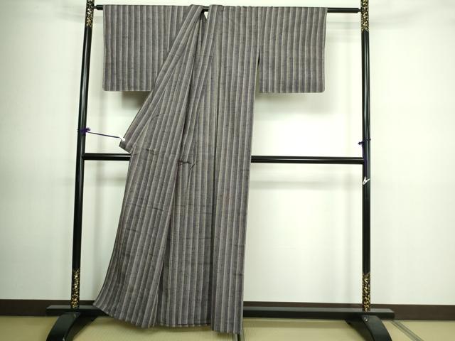 平和屋着物▽上質な紬 単衣 間道 正絹 逸品 未使用 DAAV9655sf
