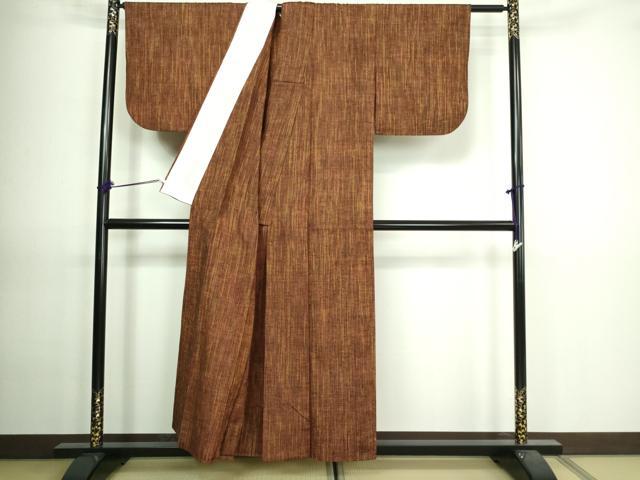 平和屋着物▽上質な紬 単衣 縞 正絹 逸品 DAAV9656sf