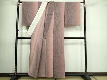 平和屋着物▽上質なお召 単衣 変わり縞 銀通し地 正絹 逸品 DAAV9658sf
