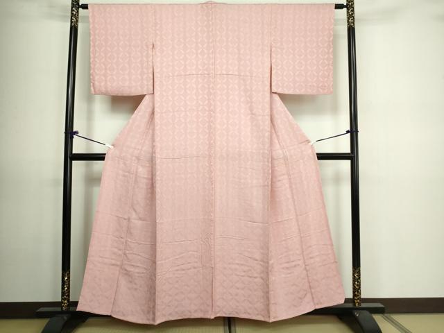 平和屋着物▽上質な色無地 単衣 七宝花地紋 虹色 正絹 逸品 DAAV9660sf