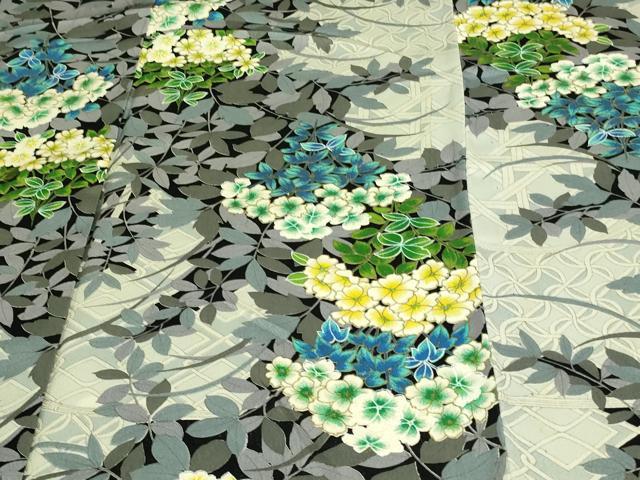 平和屋着物▽上質な小紋 単衣 紫陽花 金彩 正絹 逸品 DAAV9663sf