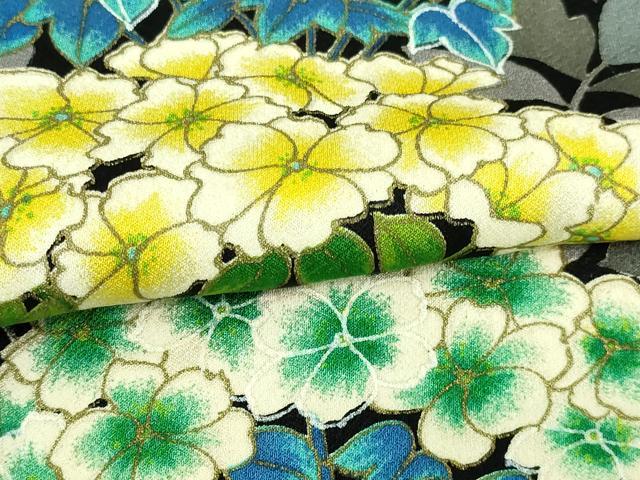 平和屋着物▽上質な小紋 単衣 紫陽花 金彩 正絹 逸品 DAAV9663sf