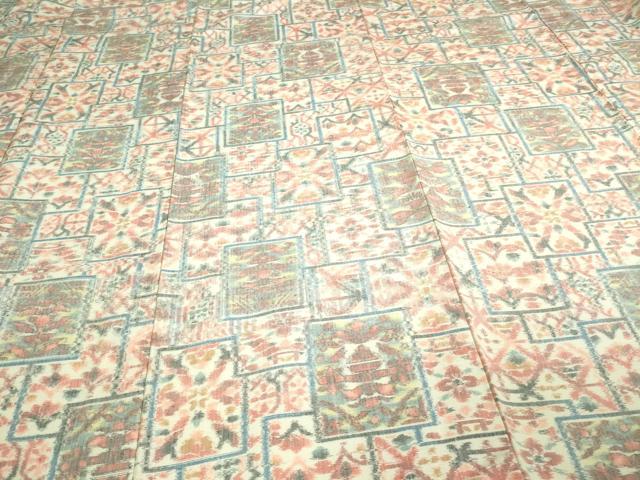 平和屋着物▽上質な紬 単衣 吉祥花文 正絹 逸品 DAAV9664sf