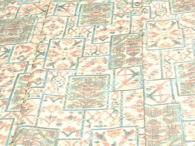 平和屋着物▽上質な紬 単衣 吉祥花文 正絹 逸品 DAAV9664sf