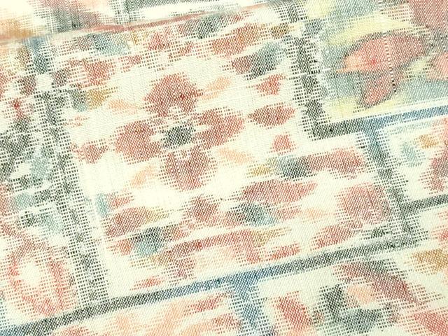 平和屋着物▽上質な紬 単衣 吉祥花文 正絹 逸品 DAAV9664sf