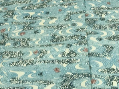 平和屋着物▽上質な小紋　単衣　型染　流水舞葉文　正絹　逸品　DAAV9665sf