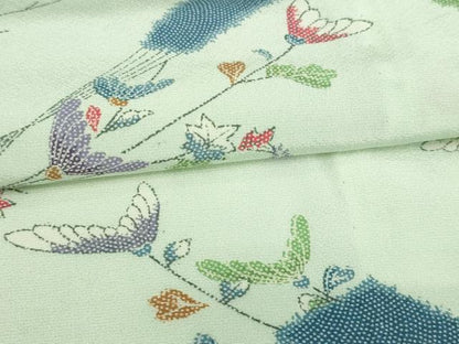平和屋着物▽上質な小紋 単衣 枝花文 正絹 逸品 DAAV9668sf