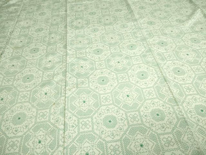 平和屋着物▽上質な紬　単衣　亀甲花文　正絹　逸品　DAAV9671sf