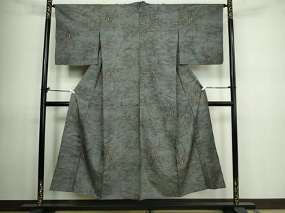平和屋着物▽上質な紬 単衣 舞蝶文 正絹 逸品 DAAV9673sf