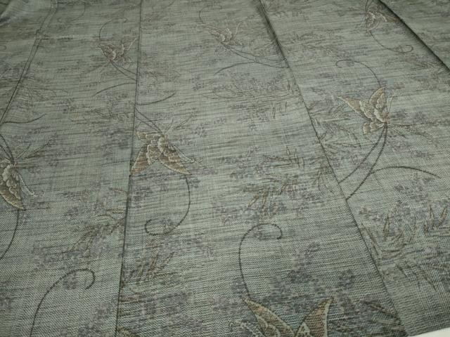 平和屋着物▽上質な紬 単衣 舞蝶文 正絹 逸品 DAAV9673sf