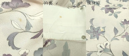 平和屋着物▽上質な小紋 単衣 更紗花文 反端付き 正絹 逸品 DAAV9674sf