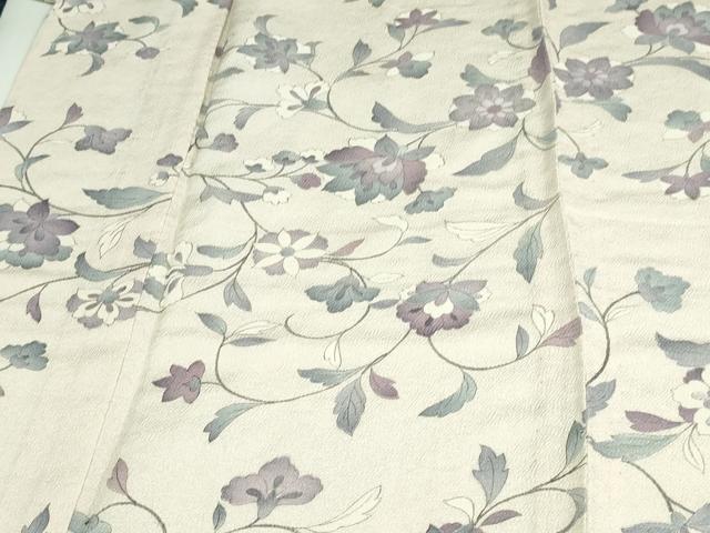 平和屋着物▽上質な小紋 単衣 更紗花文 反端付き 正絹 逸品 DAAV9674sf