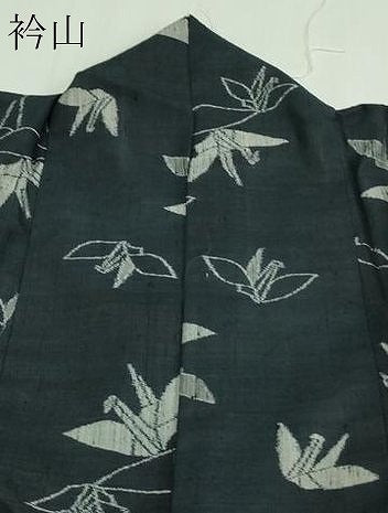 平和屋着物▽上質な紬 単衣 折り鶴 正絹 逸品 DAAV9675sf