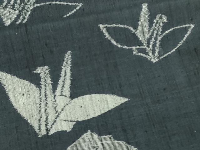平和屋着物▽上質な紬 単衣 折り鶴 正絹 逸品 DAAV9675sf