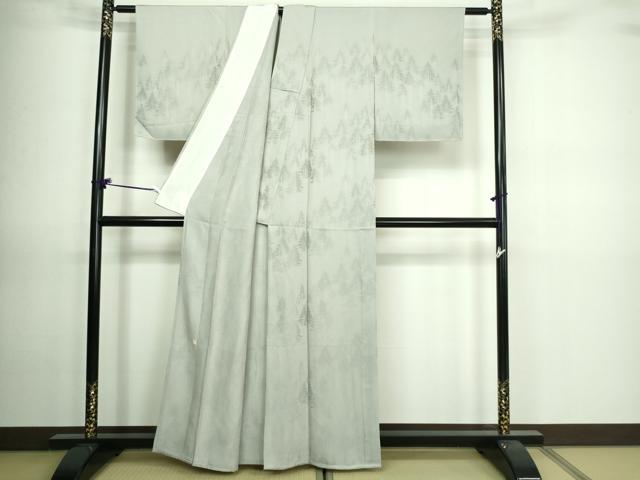 平和屋着物▽あめや藤本 藤本最慶 無地絵羽訪問着 単衣 樹林文 白花色 正絹 逸品 DAAV9676sf