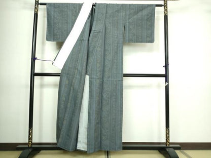 平和屋着物▽結城紬 単衣 花唐草文 正絹 逸品 未使用 DAAV9677sf
