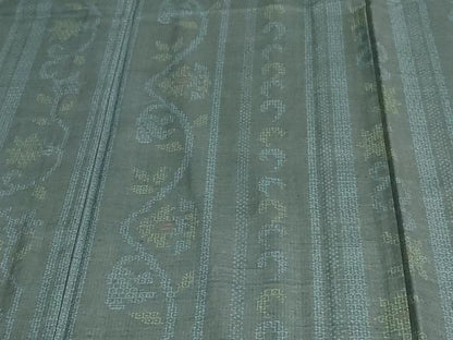 平和屋着物▽結城紬 単衣 花唐草文 正絹 逸品 未使用 DAAV9677sf