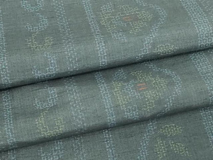 平和屋着物▽結城紬 単衣 花唐草文 正絹 逸品 未使用 DAAV9677sf