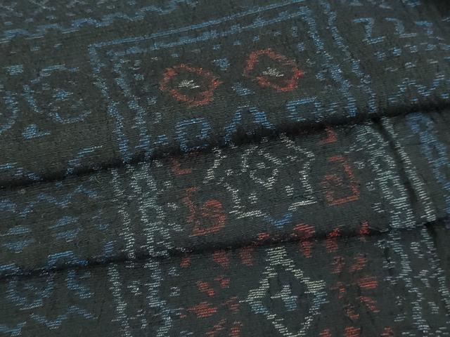 平和屋着物▽結城ちぢみ 単衣 花菱文 正絹 逸品 DAAV9679sf