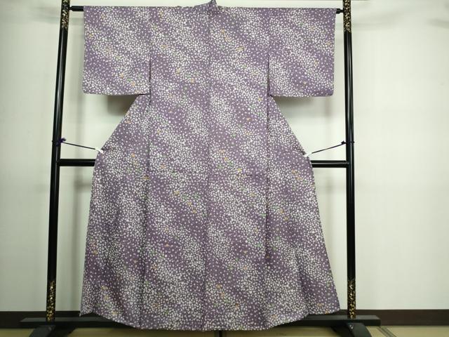 平和屋着物▽上質な小紋 単衣 舞花文 洗える着物 未使用 DAAV9682sf