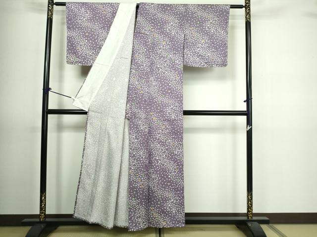 平和屋着物▽上質な小紋 単衣 舞花文 洗える着物 未使用 DAAV9682sf