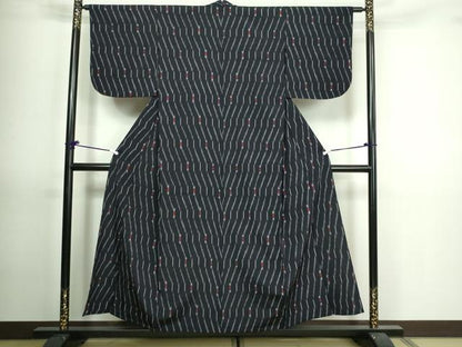 平和屋着物▽上質な紬 単衣 変わり縞 正絹 逸品 DAAV9687sf