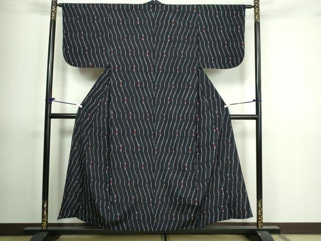 平和屋着物▽上質な紬 単衣 変わり縞 正絹 逸品 DAAV9687sf
