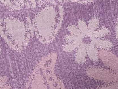 平和屋着物▽上質な紬　単衣　花蝶文　正絹　逸品　DAAV9688sf