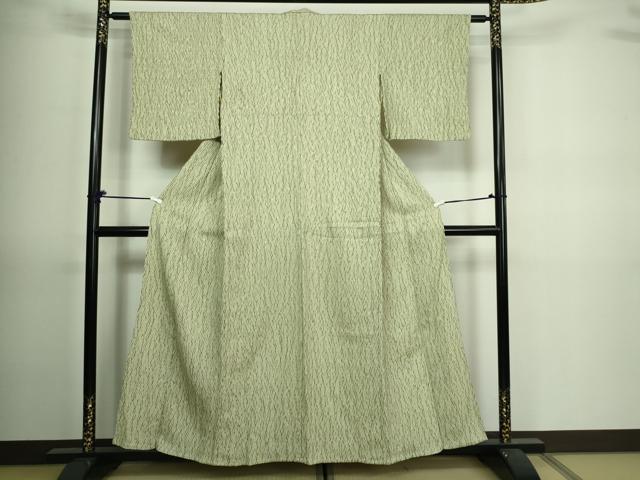 平和屋着物▽上質な小紋 単衣 杢目絞り 変わり縞 正絹 逸品 DAAV9689sf