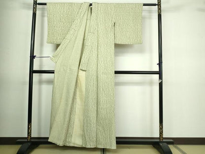 平和屋着物▽上質な小紋 単衣 杢目絞り 変わり縞 正絹 逸品 DAAV9689sf
