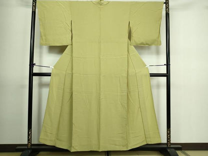 平和屋着物▽上質な色無地　単衣　抹茶色　正絹　逸品　未使用　DAAV9691sf