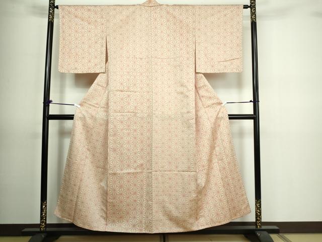 平和屋着物▽上質な紬 単衣 麻の葉文様 証紙付き 正絹 逸品 DAAV9692sf