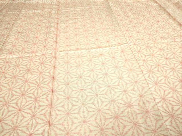 平和屋着物▽上質な紬 単衣 麻の葉文様 証紙付き 正絹 逸品 DAAV9692sf