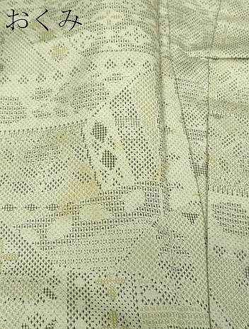 平和屋着物▽上質な紬 単衣 吉祥花文 正絹 逸品 DAAV9693sf