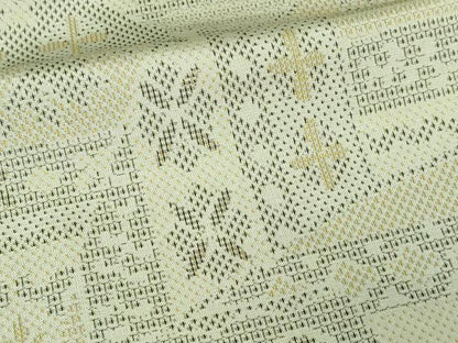 平和屋着物▽上質な紬 単衣 吉祥花文 正絹 逸品 DAAV9693sf
