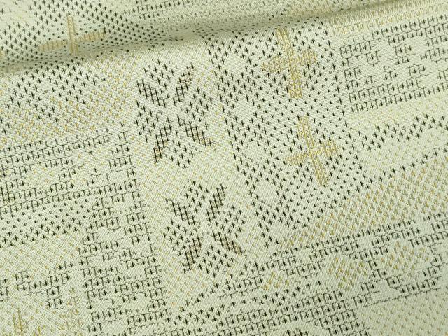平和屋着物▽上質な紬 単衣 吉祥花文 正絹 逸品 DAAV9693sf
