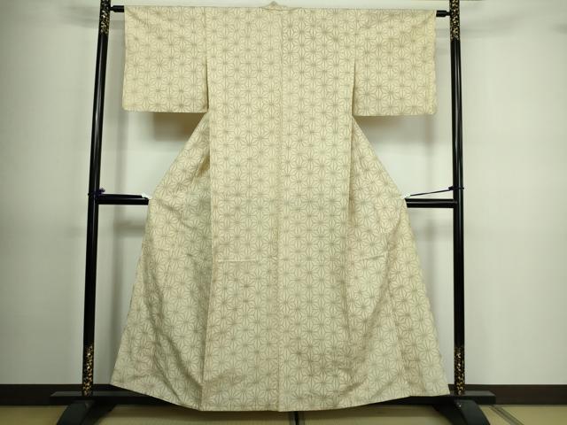 平和屋着物▽上質な紬 単衣 麻の葉文様 正絹 逸品 DAAV9695sf