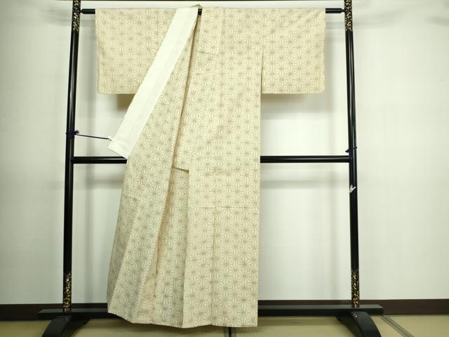 平和屋着物▽上質な紬 単衣 麻の葉文様 正絹 逸品 DAAV9695sf