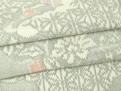 平和屋着物▽上質な紬 単衣 草花文 正絹 逸品 DAAV9696sf