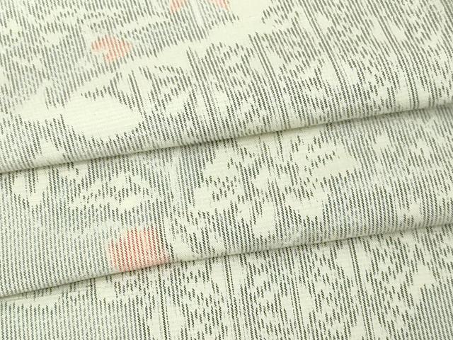平和屋着物▽上質な紬 単衣 草花文 正絹 逸品 DAAV9696sf