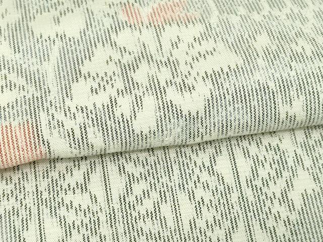 平和屋着物▽上質な紬 単衣 草花文 正絹 逸品 DAAV9696sf