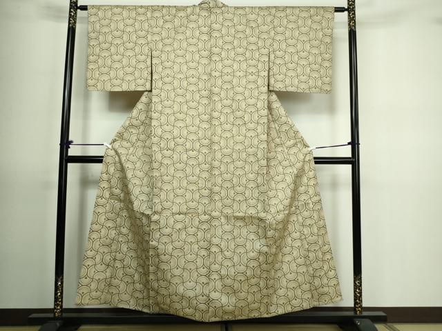 平和屋着物▽上質な紬 単衣 青海波 正絹 逸品 DAAV9699sf