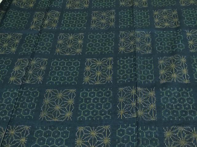 平和屋着物▽上質な紬　単衣　亀甲花文　正絹　逸品　DAAV9700sf