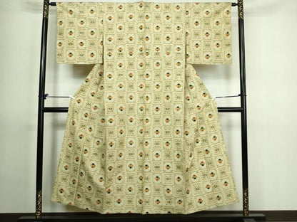 平和屋着物▽上質な紬　単衣　舞花文　正絹　逸品　DAAV9702sf